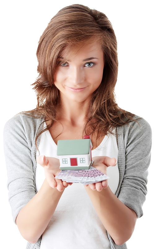 home buyer buying houses while holding a model of a house